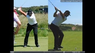 Jon Rahm golf swing  Long Iron faceon amp downtheline July 2017 [upl. by Oinimreh242]