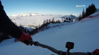 Lebensmüde Verrückter fährt legendäre Streif mit dem Fahrrad  SPORT1 [upl. by Schifra740]