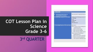 Guide for 3rd Quarter COT Lesson Plan in Science [upl. by Barber910]