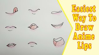 HOW TO DRAW LIPS EASY  DRAWING ANIME LIPS [upl. by Mosira]