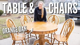 Outdated Orange Oak Table amp Chairs Makeover  DIY Furniture Flip [upl. by Aynotahs374]