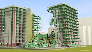 Condo Collapse Simulation  Champlain Towers South Surfside Florida Miami 8K [upl. by Lareena907]