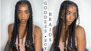 How to Jumbo Knotless Goddess Box Braids With Curly Ends Very Detailed [upl. by Esten962]