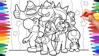 Coloring Super Mario and All His Friends  Super Mario Nintendo Videogame Coloring Pages for Kids [upl. by Annemarie891]