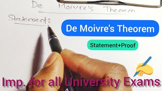 State and Prove De Moivres Theorem  Trigonometry Maths Analysis [upl. by Anauj]