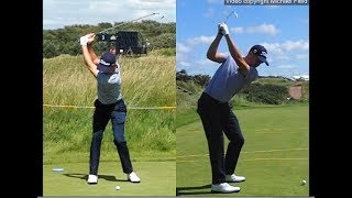 Justin Thomas golf swing  Long Iron faceon amp downtheline July 2017 [upl. by Newfeld]