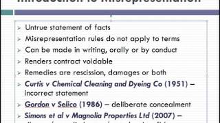 Misrepresentation Lecture 1 of 4 [upl. by Armat]