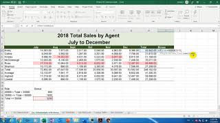 Ex1SalesAnalysis Calculating Bonus with IF function [upl. by Nylrebmik]