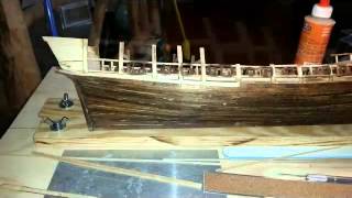 Wooden Model Ship planking PT3 [upl. by Eninahpets]