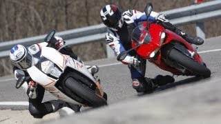 TestTeaser Ducati 1199 Panigale S gegen KTM RC8 R [upl. by Shelley]