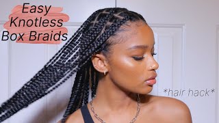 EASIEST KNOTLESS BOX BRAID TUTORIAL EVER  THICK HAIR HACK [upl. by Doreg]